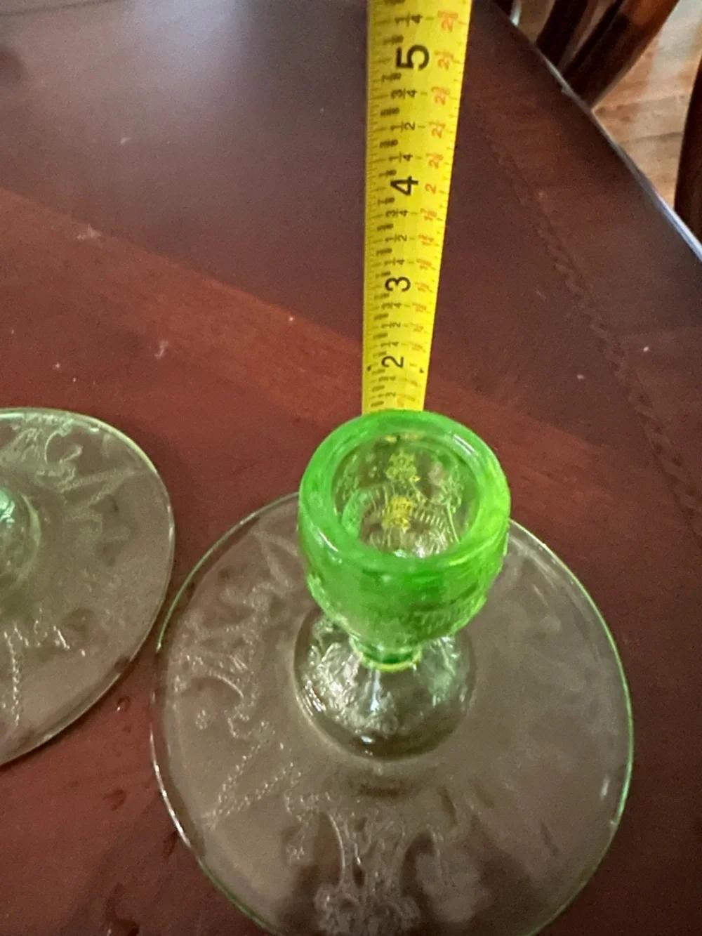 HOCKING GLASS CO. CAMEO or BALLERINA GREEN RARE PAIR 3